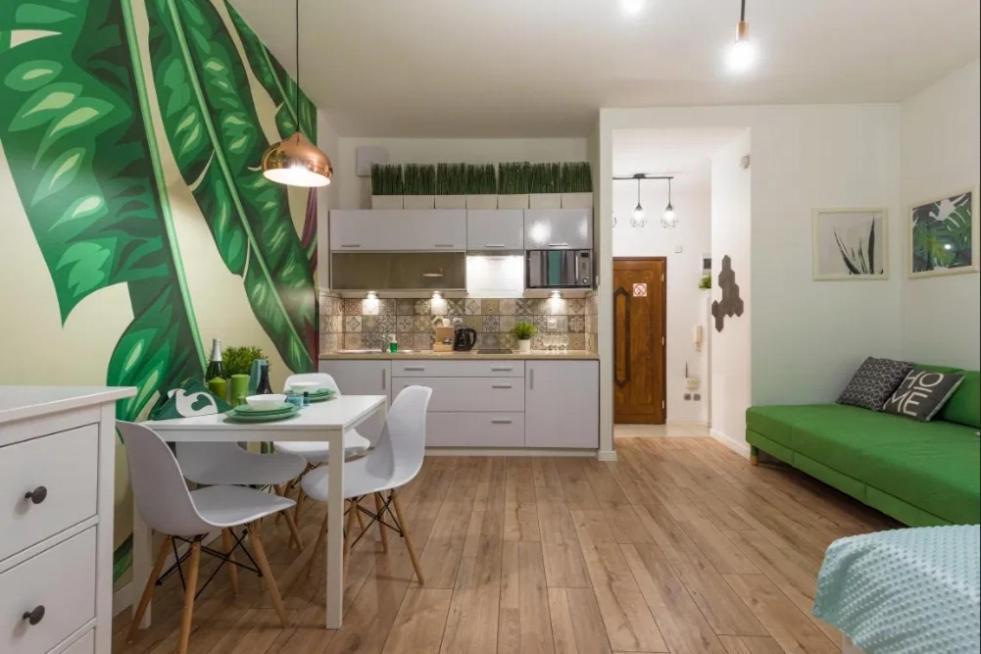 Cozy Modern Studio Green Apartment In Old Town Kraków Eksteriør billede